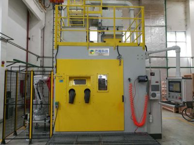 Robot rotary table shot peening machine